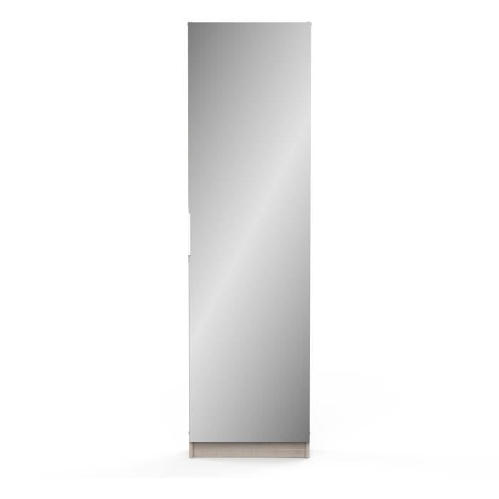 Armoire a chaussures - 12 Paires - Décor Chene - 1 porte avec miroir - L50 x P20x H180 cm - ZAPATERO