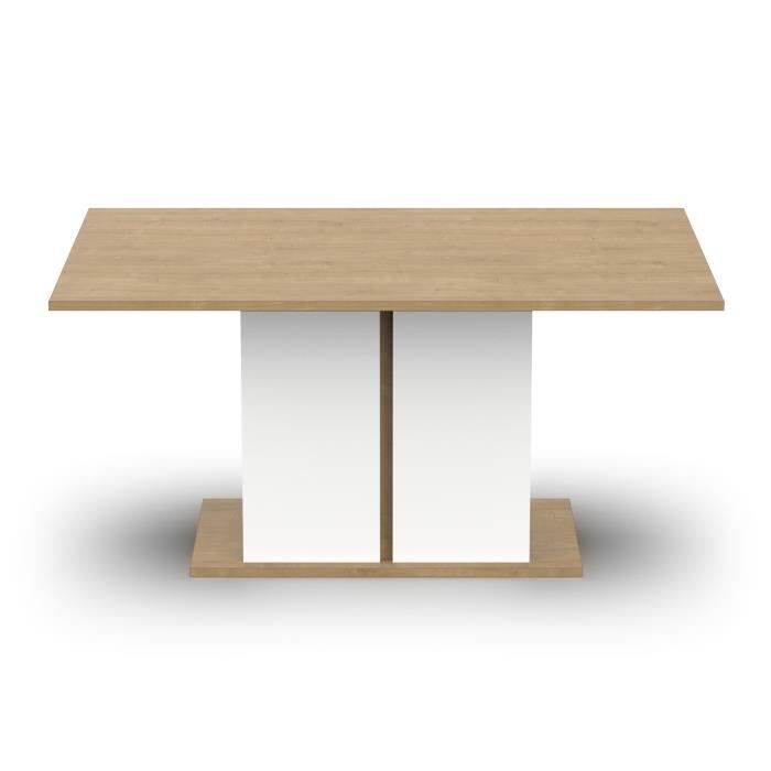 Table a manger seule ACCESS - 6 personnes - Décor chene Hamilton et blanc - L 160 x P 78 x H 90 cm - DEMEYERE