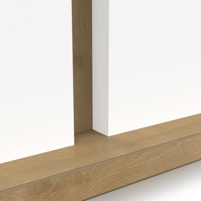 Table a manger seule ACCESS - 6 personnes - Décor chene Hamilton et blanc - L 160 x P 78 x H 90 cm - DEMEYERE
