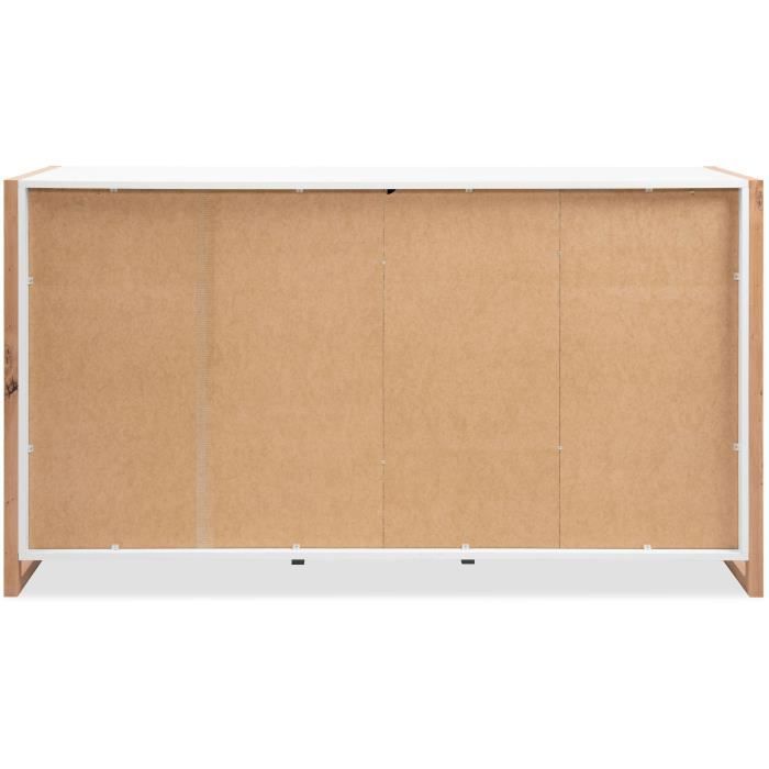 Buffet - DENVER - Chene artisan / Blanc - 3 portes - 3 tiroirs - 160 x 40 x 88 cm