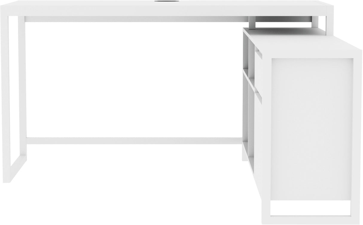 Bureau d'angle réversible Denver - Panneaux de particules - Coloris Blanc - 139 x 75 x 139 cm