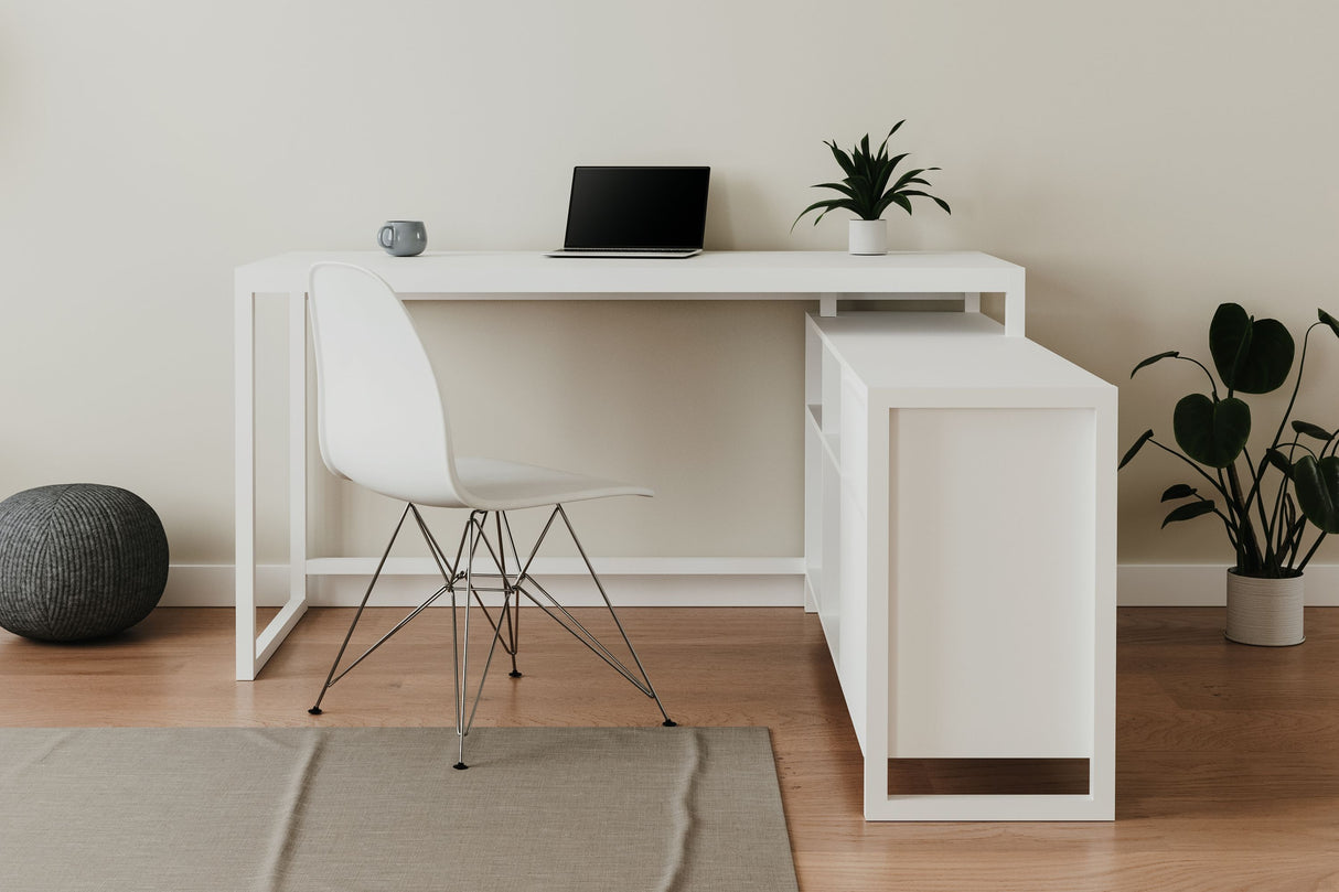 Bureau d'angle - DENVER 37A - Blanc - 139 x 139 x 75 cm
