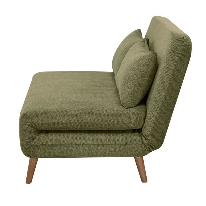 Banquette BZ - 2 places - Tissu Vert armé - 130 x 90 x 81 cm - DEPLO