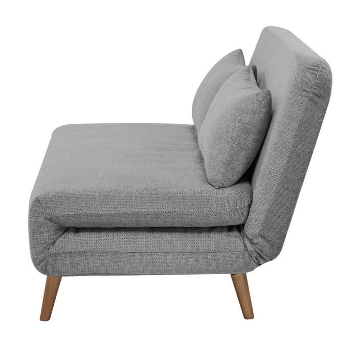 Banquette BZ - 2 places - Tissu Gris clair - 130 x 90 x 81 cm - DEPLO