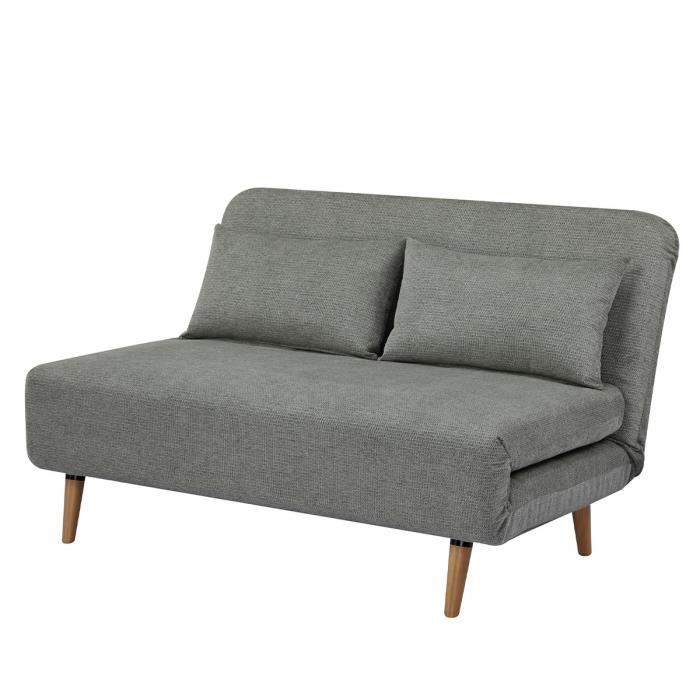 Banquette BZ - 2 places - Tissu Vert clair - 130 x 90 x 81 cm - DEPLO