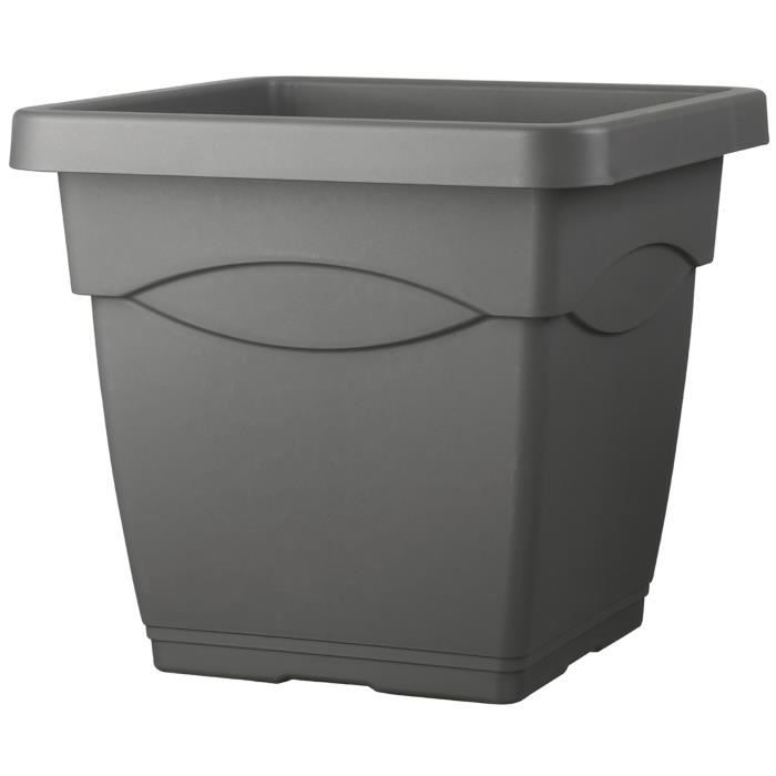 DEROMA Pot de fleurs carré Day R anthracite - 38 x H33,5 cm - Gris anthracite