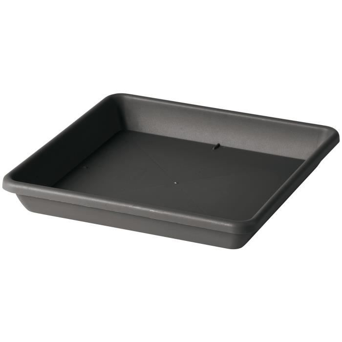 DEROMA Soucoupe carré pour pot de fleurs Day R anthracite - Coloris gris anthracite - 38cm