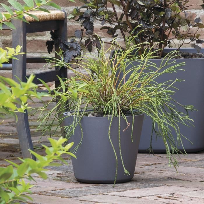 DEROMA Pot de fleurs Origin - 29 x 24 cm - 11 L - Gris