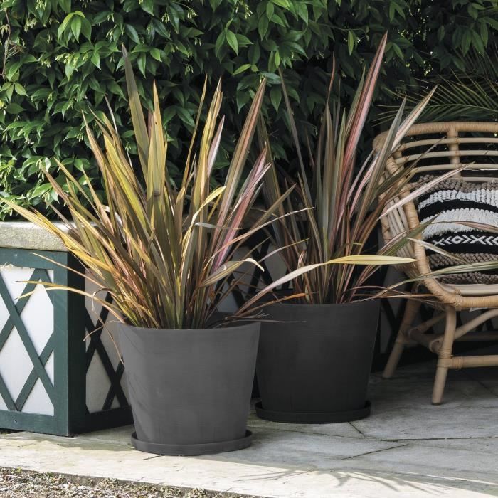 DEROMA Pot de fleurs Origin - 38 x 32 cm - 24 L - Anthracite