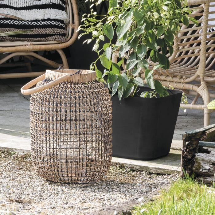 DEROMA Pot de fleurs carré Origin - 38 x 32 cm - 30 L - Anthracite