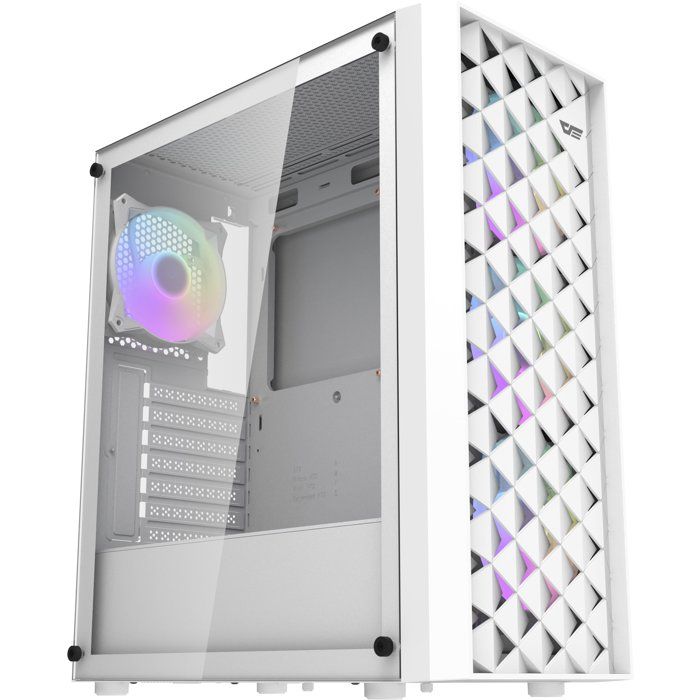 DARKFLASH - DF-DK351CL6-WH - DK351 - Boitier PC sans alimentation - Moyen tour - Format ATX - Blanc