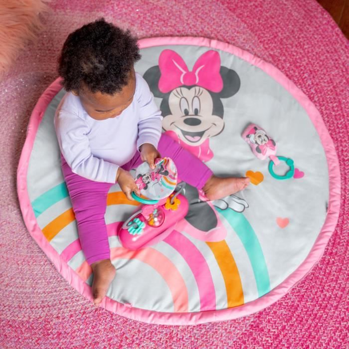 DISNEY BABY -MINNIE- Tapis de sol éveil bébé évolutif arche avec jouets sensoriels et musicaux, Cadeau Noel bébé