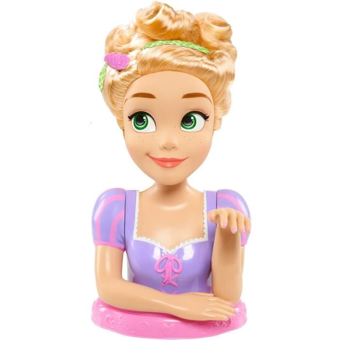 Tete a coiffer - DISNEY - Raiponce Deluxe - 12 accessoires - Faux flacon de vernis - Guide coiffure