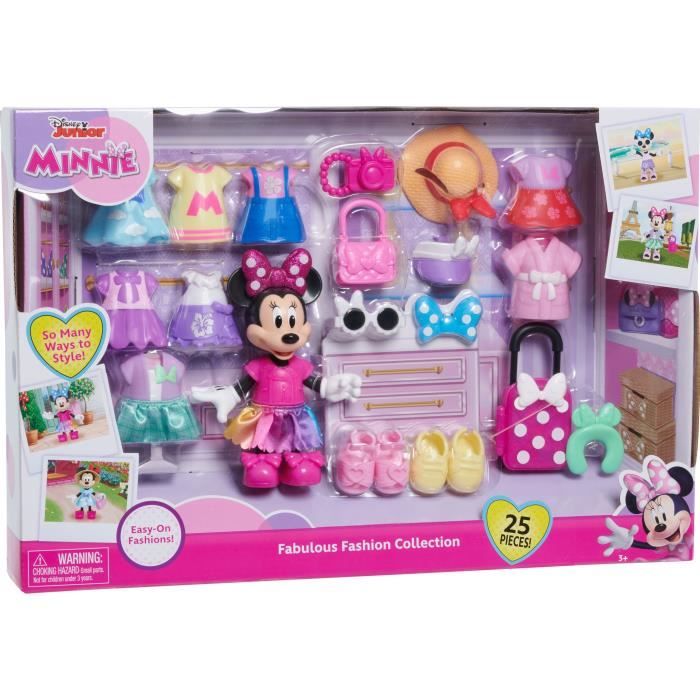 Coffret poupée - DISNEY MINNIE MOUSE - Coffret Fashion - Poupée Minnie 15 cm, 25 pieces de mode et accessoires