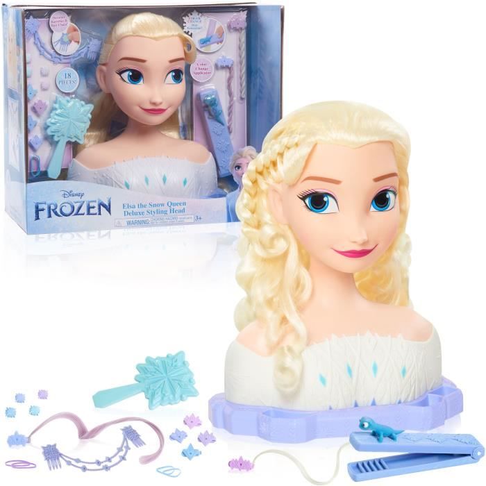 Tete a coiffer - REINE DES NEIGES - Tete a Coiffer Elsa Deluxe - Extensions, accessoires coiffure et color reveal, a partir de 3 ans
