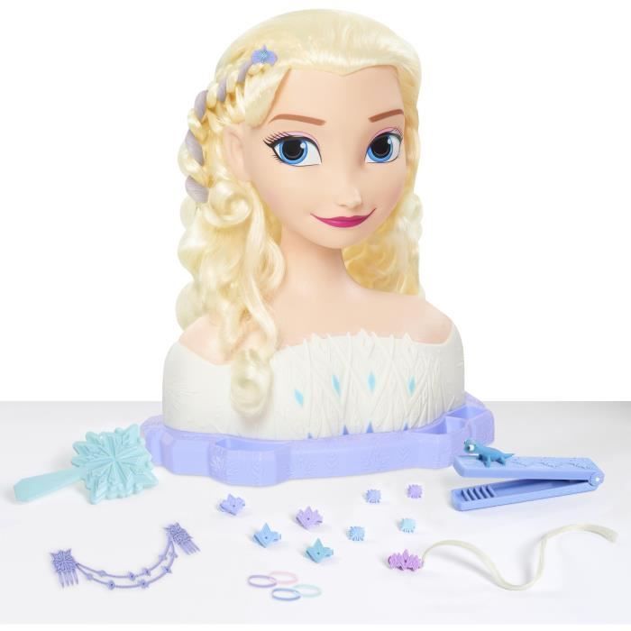Tete a coiffer - REINE DES NEIGES - Tete a Coiffer Elsa Deluxe - Extensions, accessoires coiffure et color reveal, a partir de 3 ans