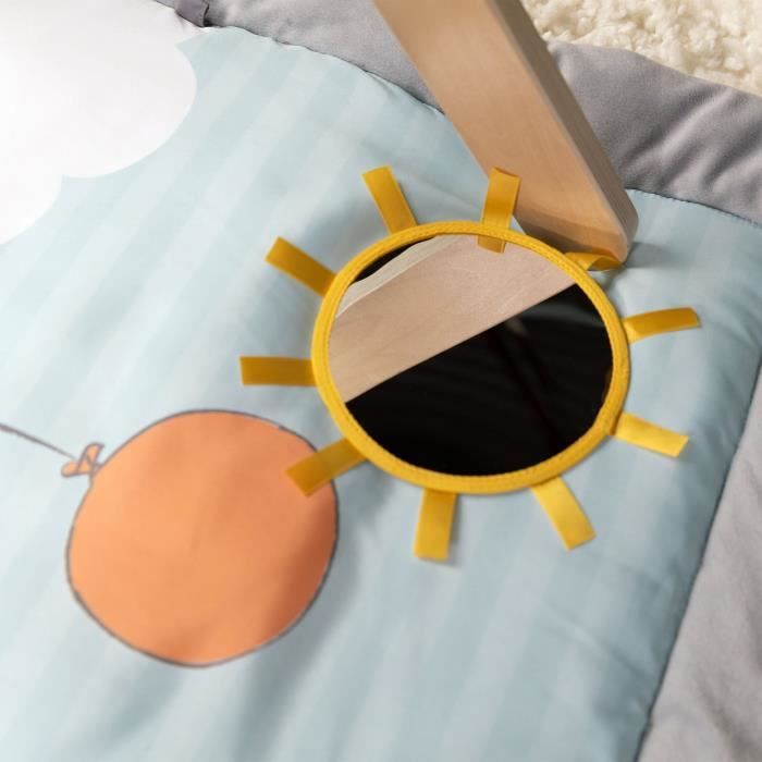DISNEY BABY -WINNIE- Tapis de sol éveil bébé évolutif, arche en bois pliable avec jouets sensoriels, miroir
