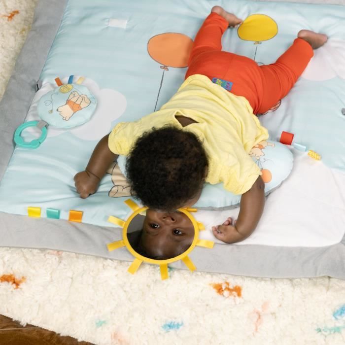 DISNEY BABY -WINNIE- Tapis de sol éveil bébé évolutif, arche en bois pliable avec jouets sensoriels, miroir