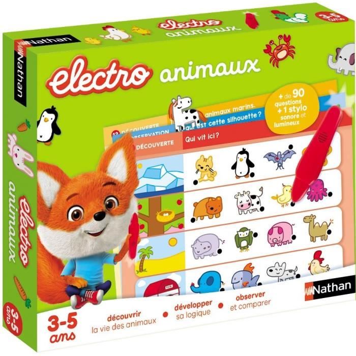 Jeu éducatif électronique - NATHAN - Electro Animaux - Découverte des animaux - Pour enfants de 3 ans et plus