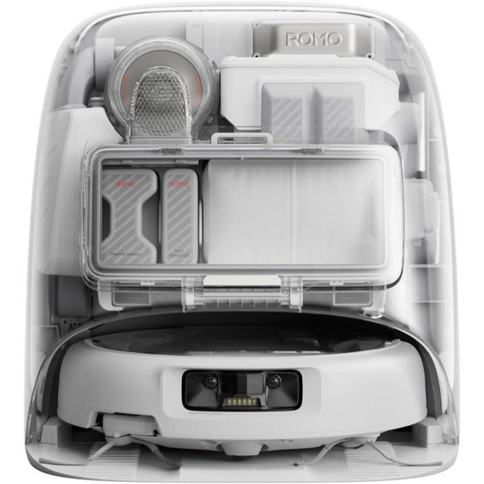 DJI ROMO P - Robot Aspirateur Laveur avec Station - Design Transparent - 25 000 Pa - Détection au millimetre - 200 j sans Entretien