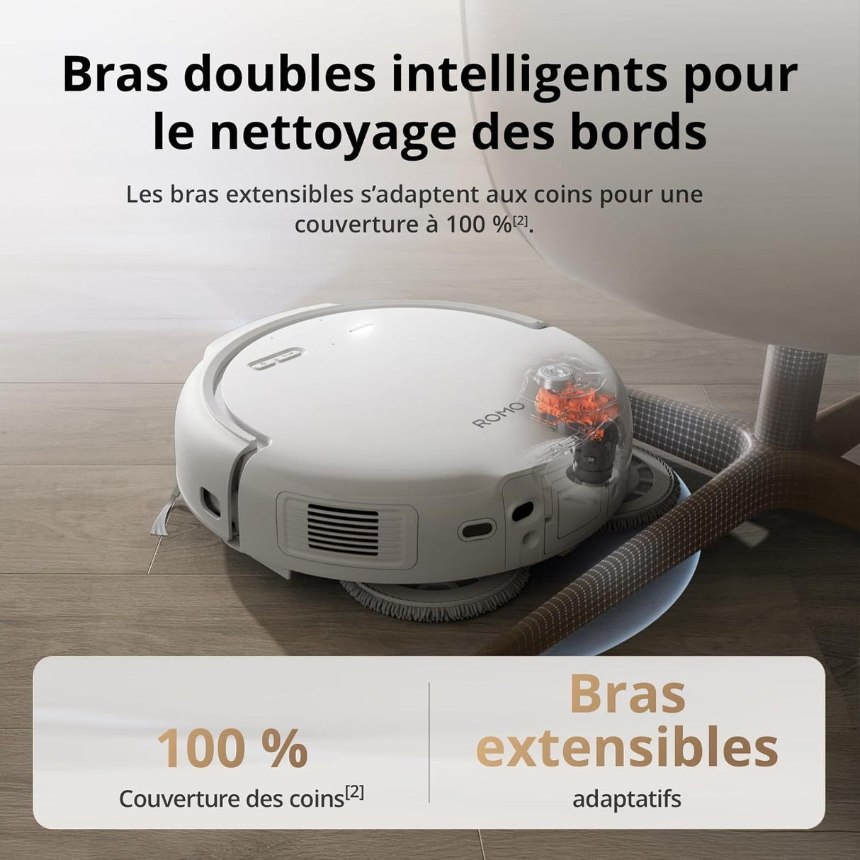 DJI ROMO S - Robot Aspirateur Laveur avec Station - 25 000 Pa - Détection de Niveau Drone - 200 Jours sans Maintenance
