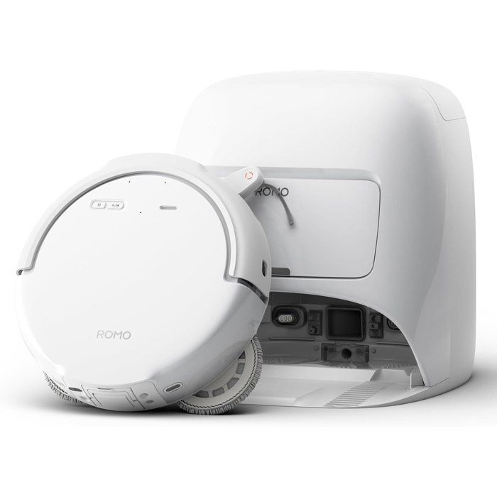 DJI ROMO S - Robot Aspirateur Laveur avec Station - 25 000 Pa - Détection de Niveau Drone - 200 Jours sans Maintenance