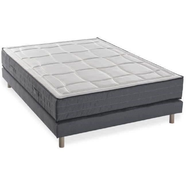 Ensemble matelas + sommier 160x200 cm - Mousse mÈmoire - 28cm - 5 zones - Ferme - DEKO DREAM HOTEL PREMIUM LUX