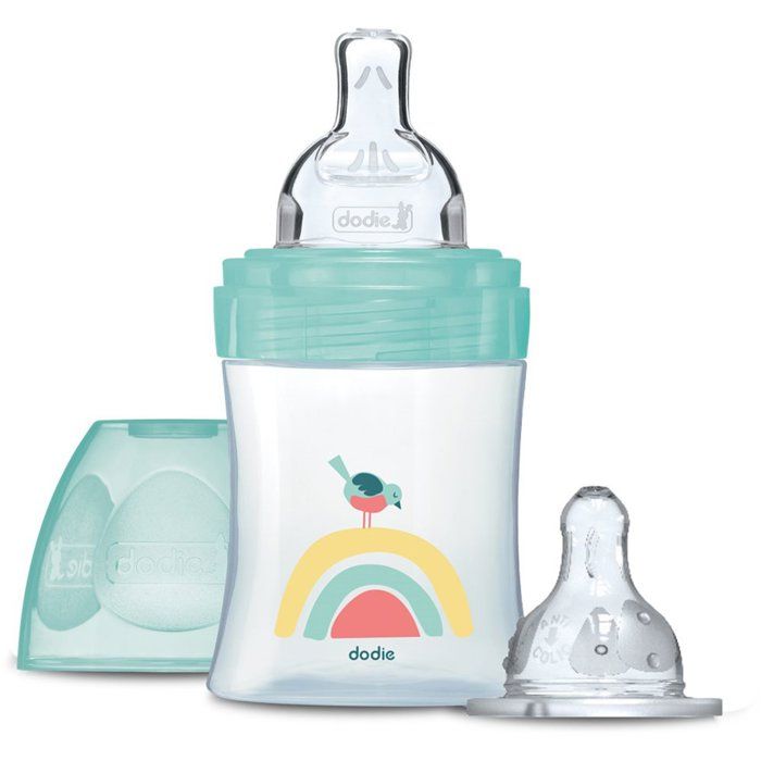 Biberon anti-colique - Kit naissance - DODIE - 150 ml - Tétine plate + ronde - 0-6 mois - Débit 1 - Vert