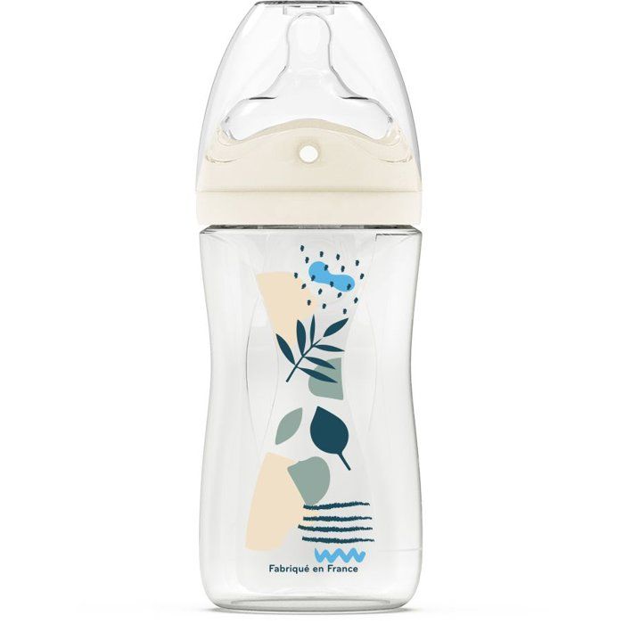 Biberon anti-colique - DODIE - 270 ml - Tétine multi-perforée biomimétisme - +3 mois - Débit 2 - Bleu