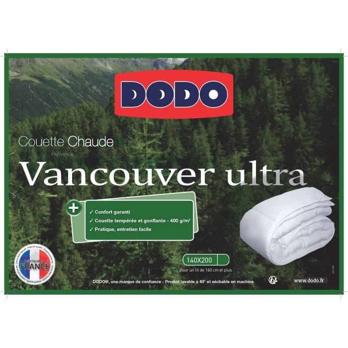 Couette Chaude - DODO - Vancouver Ultra - 140 x 200 cm - Blanc