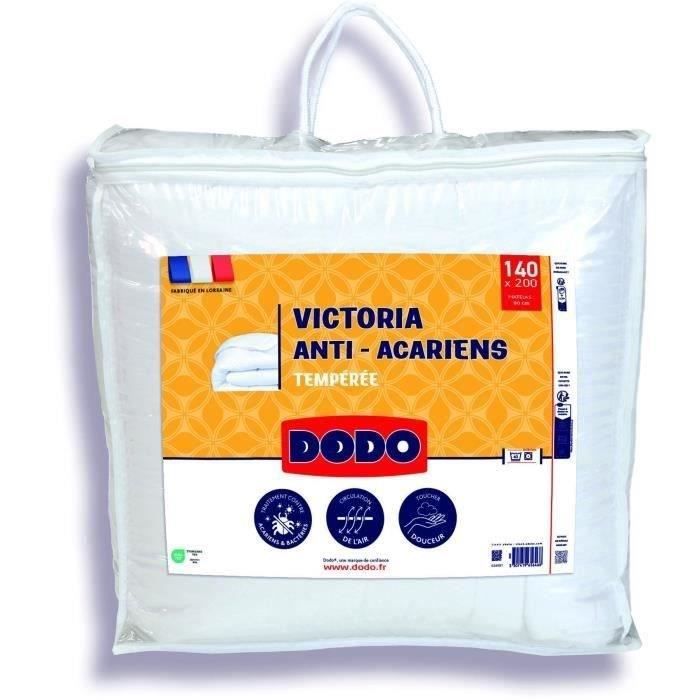 Couette Tempérée 300 gr/m˛ - DODO - VICTORIA - Anti-Acariens - 140 x 200 cm - Blanc