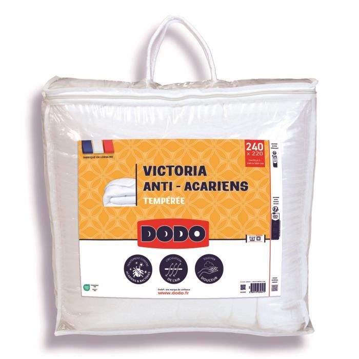 Couette Tempérée 300gr/m˛ - DODO - VICTORIA - Anti-Acariens - 220 x 240 cm - Blanc