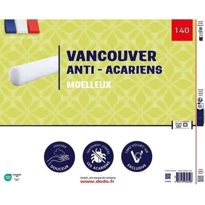Traversin DODO - VANCOUVER - Anti-Acariens - 140 cm