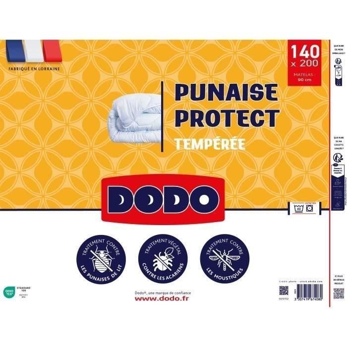 DODO Couette tempérée 300gr/m² 140x200 cm - Protection anti punaise, anti acarien - Blanc - Fabriqué en France