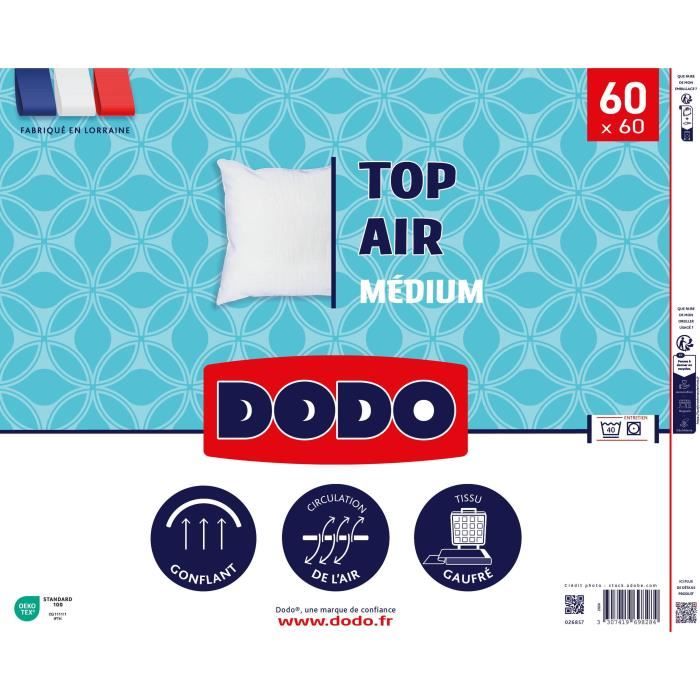 Oreiller - DODO - MEDIUM TOP AIR - 60 x 60 cm - Blanc