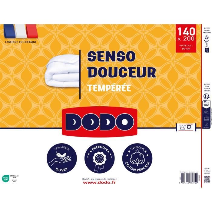DODO - Couette tempérée 350 g/m² - SENSO DOUCEUR - 140 x 200 cm - Blanc