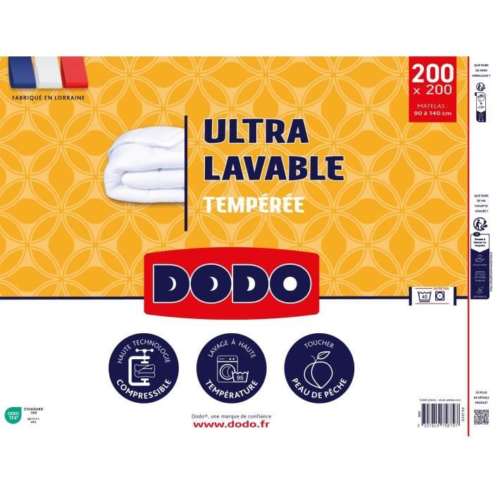 Couette Tempérée 300 gr/m˛ - Ultra Lavable - 200 x 200 cm - Blanc
