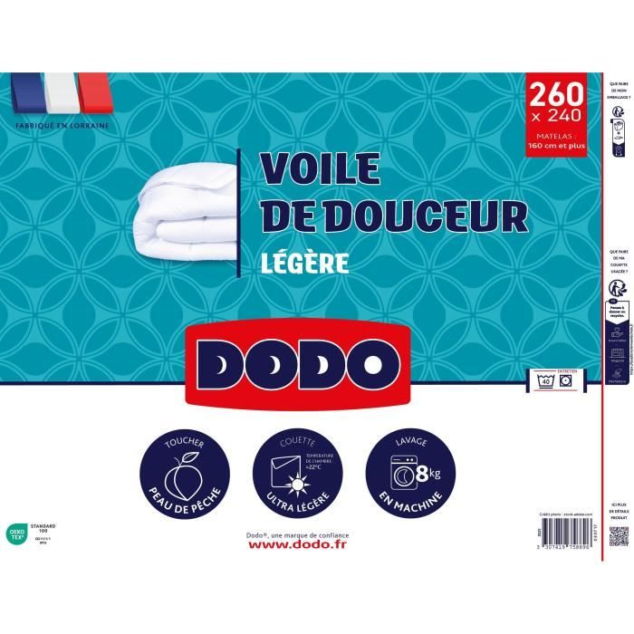 DODO - Couette ultra légere 100 g/m² - VOILE DE DOUCEUR - 240 x 260 cm - Blanc
