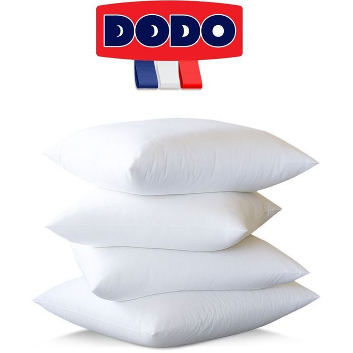 DODO - Lot de 4 oreillers moelleux - GROS VOLUMES - 60 x 60 cm - 100% Polyester VOLUPT'AIR - Blanc