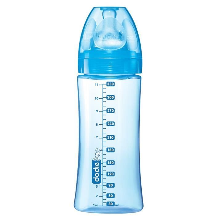 Biberon Dodie Initiation+ Anti-Coliques 3 Vitesses Bleu Pompier 330ml