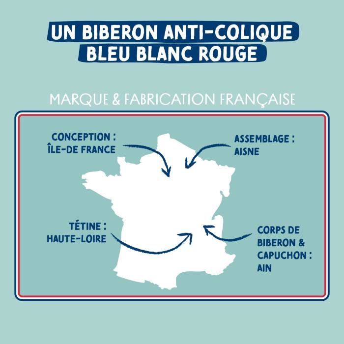 Lot de 3 biberons - DODIE - EB19 - 270 ml - Tétine plate - Vert