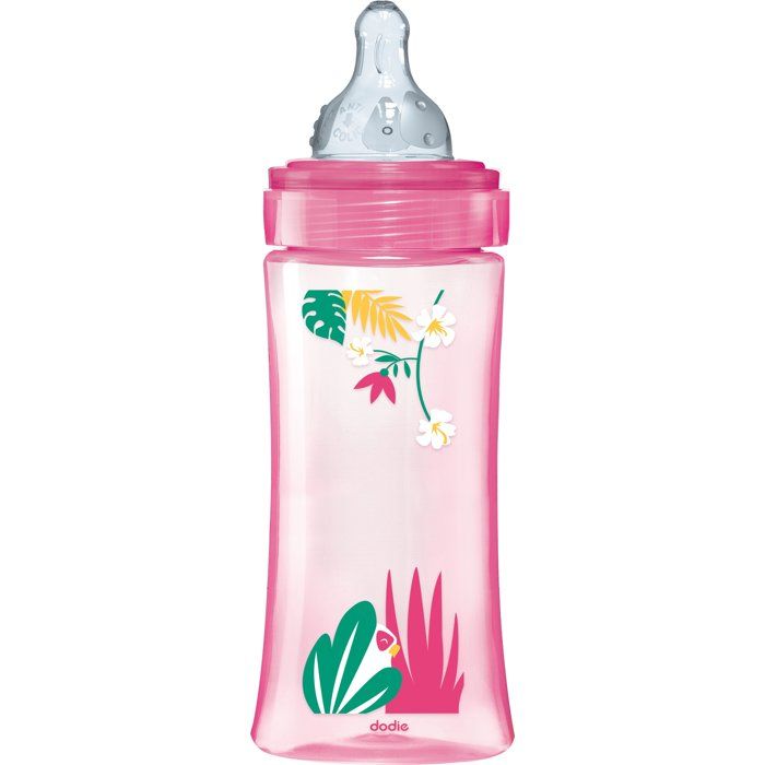 Biberon anti-colique - DODIE - 330 ml - Tétine ronde - +6 mois - 3 vitesses - Débit 3 - Rose