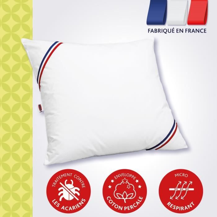 Oreiller Anti-Acarien - DODO - Morzine (30% Duvet Oie & Canard, 70% Plumettes) - 65 x 65 cm - Blanc