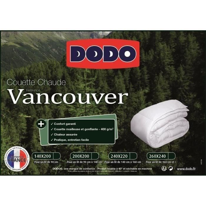 Couette Chaude Vancouver 400gr/m˛ - DODO - 200 x 200 cm - Blanc