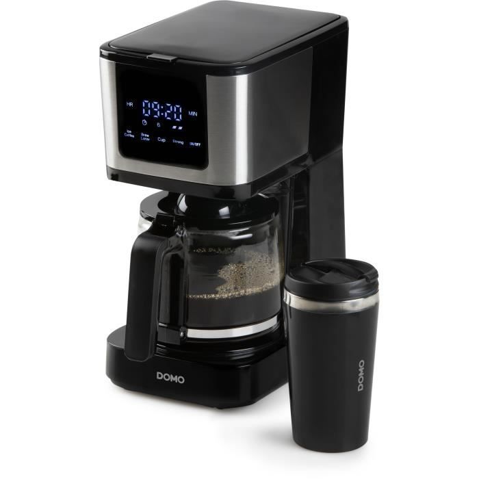 Cafetiere filtre - DOMO - DO733K - 900 W - 4 a 10 tasses - Ecran LCD - 3 intensités - Noir