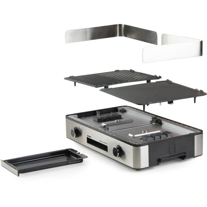 Grill de table barbecue Genius - DOMO - DO9259G - 2 zones de cuisson - Thermostat réglable- 2400 W