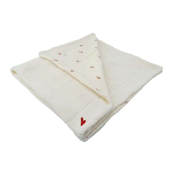 Couverture double face - DOMIVA - Maternity Love - 75 x 100 cm - Grosse maille et mousseline