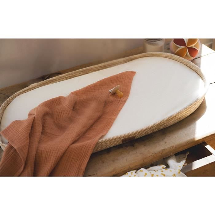 Panier a langer tressé avec matelas Naturel 43x80x6 cm