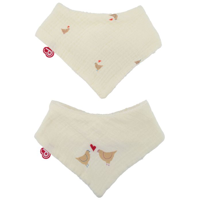 Lot de 2 bavoirs bandanas - DOMIVA - Maternity Love - Coton doux et absorbant - Boutons-pression ajustables