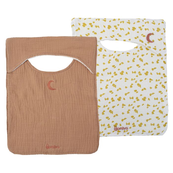 Lot de 2 bavoirs - DOMIVA - Savane - Encolure américaine - Coton doux et absorbant